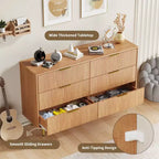 Commode moderne noire à 6 tiroirs, en bois cannelé, avec poignées et pieds en métal doré, grand organisateur de rangement pour chambre à coucher, salon et entrée