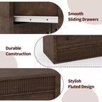 Commode en bois à 7 tiroirs de 137 cm de large, avec façades cannelées, organisateur de rangement pour chambre, salon, couloir et entrée
