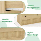 Commode en bois à 7 tiroirs de 137 cm de large, avec façades cannelées, organisateur de rangement pour chambre, salon, couloir et entrée