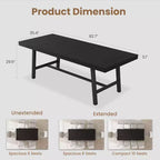 Table à manger extensible de 63 à 83 pouces, table rectangulaire industrielle pour 6 à 8 personnes, table de cuisine extensible marron rustique avec cadre en métal robuste