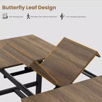 Table à manger extensible de 63 à 83 pouces, table rectangulaire industrielle pour 6 à 8 personnes, table de cuisine extensible marron rustique avec cadre en métal robuste