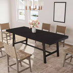 Table à manger extensible de 63 à 83 pouces, table rectangulaire industrielle pour 6 à 8 personnes, table de cuisine extensible marron rustique avec cadre en métal robuste