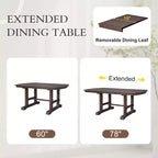 Ensemble de salle à manger GDFStudio Cooper 6 pièces, table de salle à manger extensible en bois de 152 à 198 cm avec rallonge amovible