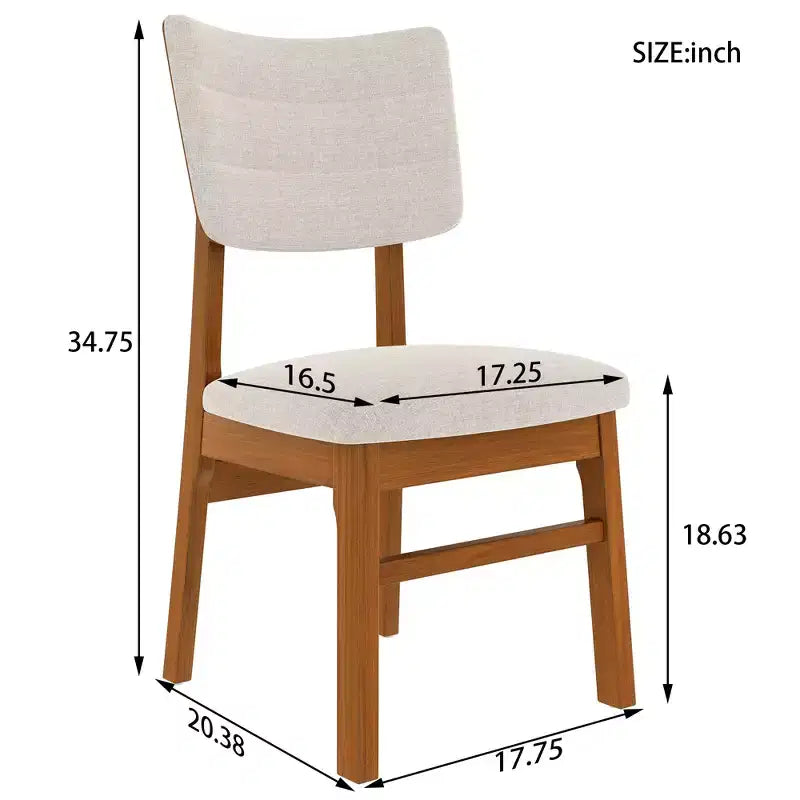 GDFStudio Peterson Chaises de salle à manger rembourrées (lot de 4) avec cadre robuste en bois d'hévéa