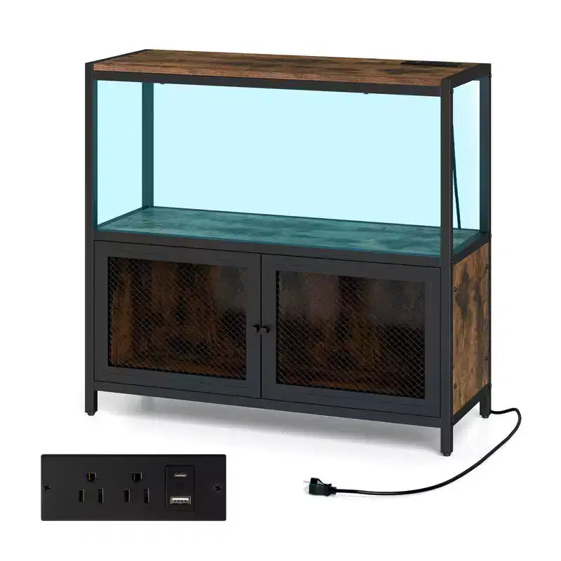 Meuble bar à café Costway avec lumières LED, buffet industriel avec station de charge