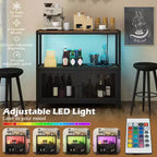 Meuble bar à café Costway avec lumières LED, buffet industriel avec station de charge