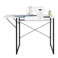 VEVOR Sewing Table, Multipurpose Sewing Machine Table with Foldable Side Shelf, Adjustable Shelf, Steel Legs, White