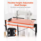 Table à coudre VEVOR, table de machine à coudre multifonctionnelle avec tablette latérale pliable, tablette réglable, pieds en acier, blanche