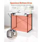 Table à coudre VEVOR, table de machine à coudre multifonctionnelle avec tablette latérale pliable, tablette réglable, pieds en acier, blanche