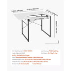 Table à coudre VEVOR, table de machine à coudre multifonctionnelle avec tablette latérale pliable, tablette réglable, pieds en acier, blanche