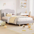 Upholstered Platform Bed Frame for Kids - Cute soft or Boucle Headboard - Sturdy Wooden Slats Support - Noise-Free, No Box Spring Needed