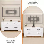 Meuble TV moderne avec support pour téléviseurs de 32 à 75 pouces, table console multimédia avec 4 tiroirs spacieux, commode de centre de divertissement pour le rangement du salon