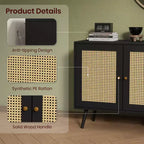 Coolmee Armoire de buffet en rotin 47,2 po avec rangement, buffet moderne avec étagères réglables, crédence de bar à café pour cuisine, salon, entrée.