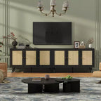 Coolmee Armoire de buffet en rotin 47,2 po avec rangement, buffet moderne avec étagères réglables, crédence de bar à café pour cuisine, salon, entrée.