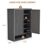 Meuble à chaussures moderne en bois de 80 cm avec étagères réglables, porte cannelée, grand organisateur de chaussures pour entrée, peut contenir 25-30 paires, pour couloir ou salon