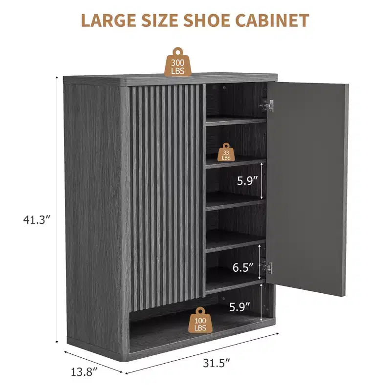 Meuble à chaussures moderne en bois de 80 cm avec étagères réglables, porte cannelée, grand organisateur de chaussures pour entrée, peut contenir 25-30 paires, pour couloir ou salon