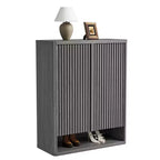 Meuble à chaussures moderne en bois de 80 cm avec étagères réglables, porte cannelée, grand organisateur de chaussures pour entrée, peut contenir 25-30 paires, pour couloir ou salon