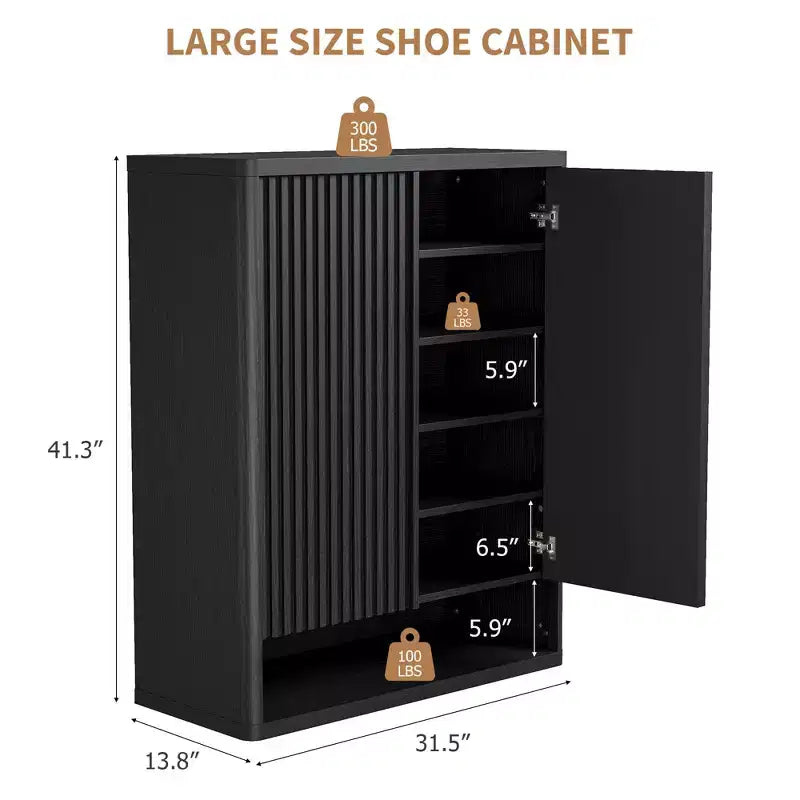 Meuble à chaussures moderne en bois de 80 cm avec étagères réglables, porte cannelée, grand organisateur de chaussures pour entrée, peut contenir 25-30 paires, pour couloir ou salon