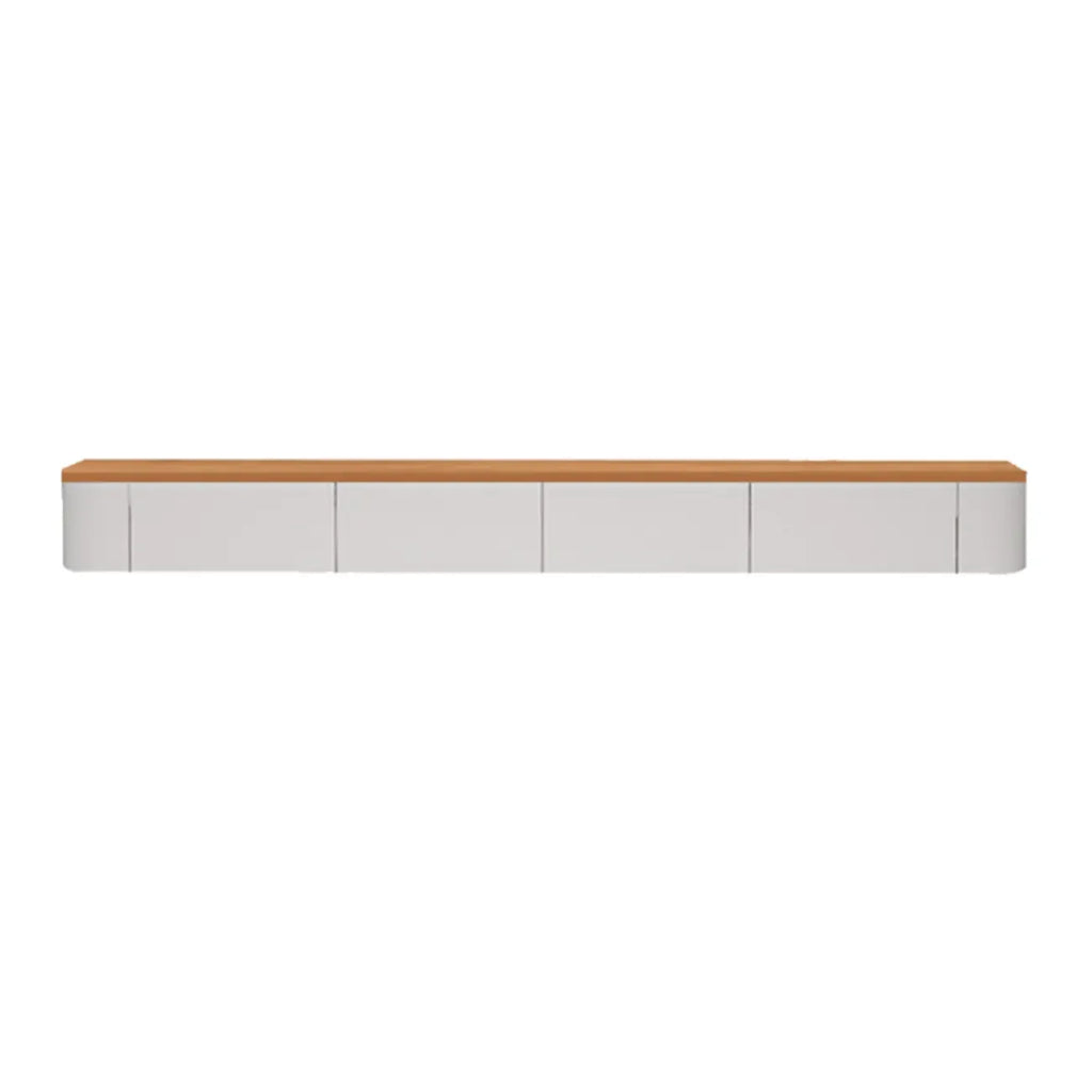 Meuble TV flottant contemporain en bois blanc avec tiroirs