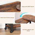 Table d'appoint pivotante avec station de charge et sac de rangement, Table d'appoint rotative avec 6 roulettes verrouillables pour chambre à coucher et salon