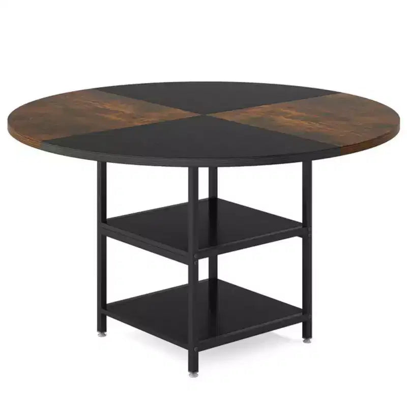 Table de salle à manger ronde GDFStudio Hawthorne de 47 pouces avec étagère de rangement intégrée