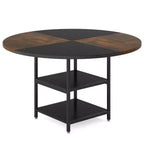 Table de salle à manger ronde GDFStudio Hawthorne de 47 pouces avec étagère de rangement intégrée