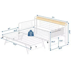 Coolmee Lit de repos double avec lit gigogne, tête de lit de rangement + station de recharge et sacs de rangement supplémentaires, lit-canapé robuste pour salon ou chambre d'amis