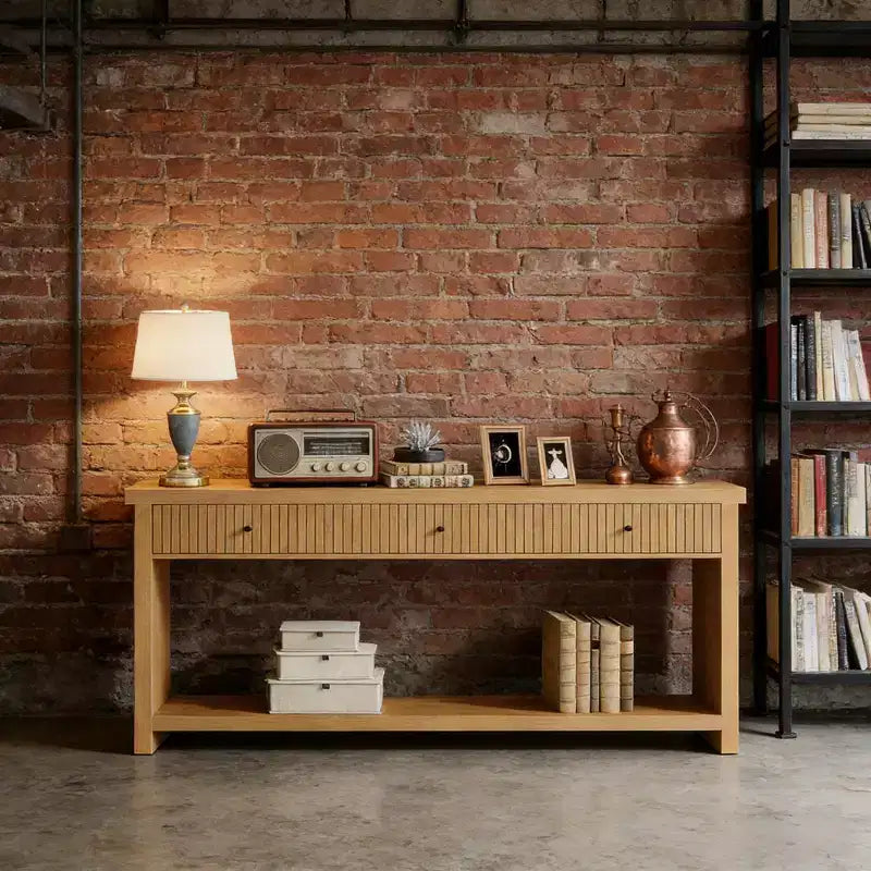 Console de table GDFStudio Kensley en bois de 70 po avec 3 tiroirs