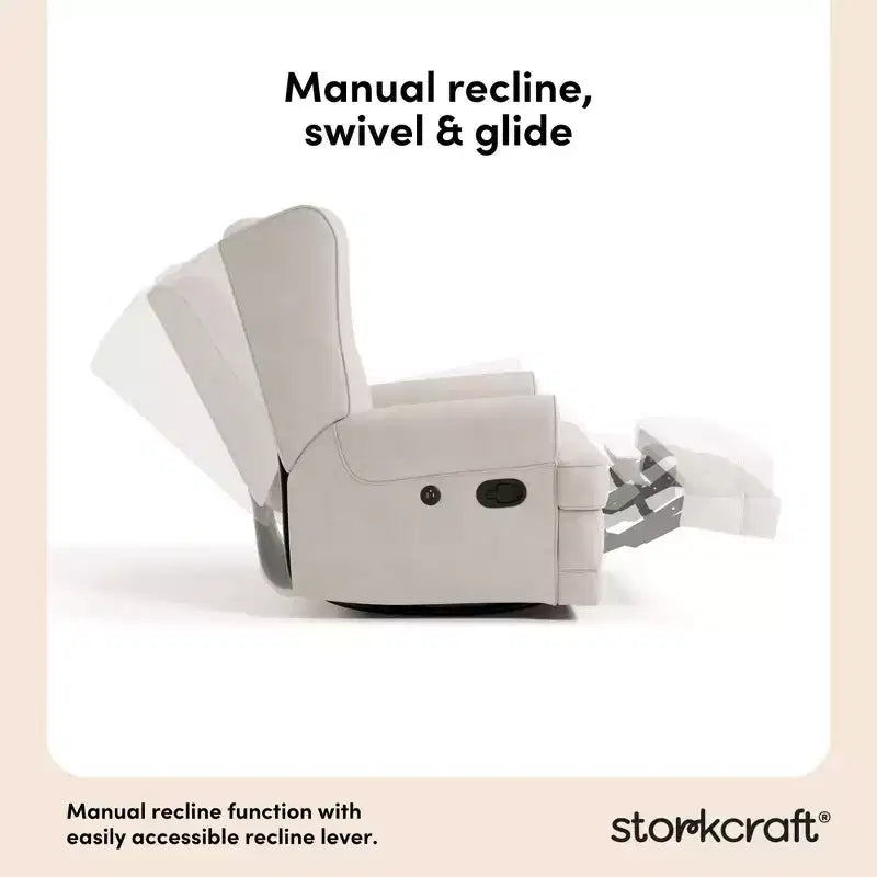 Fauteuil inclinable planeur rembourré à dossier haut Storkcraft Serenity avec port USB