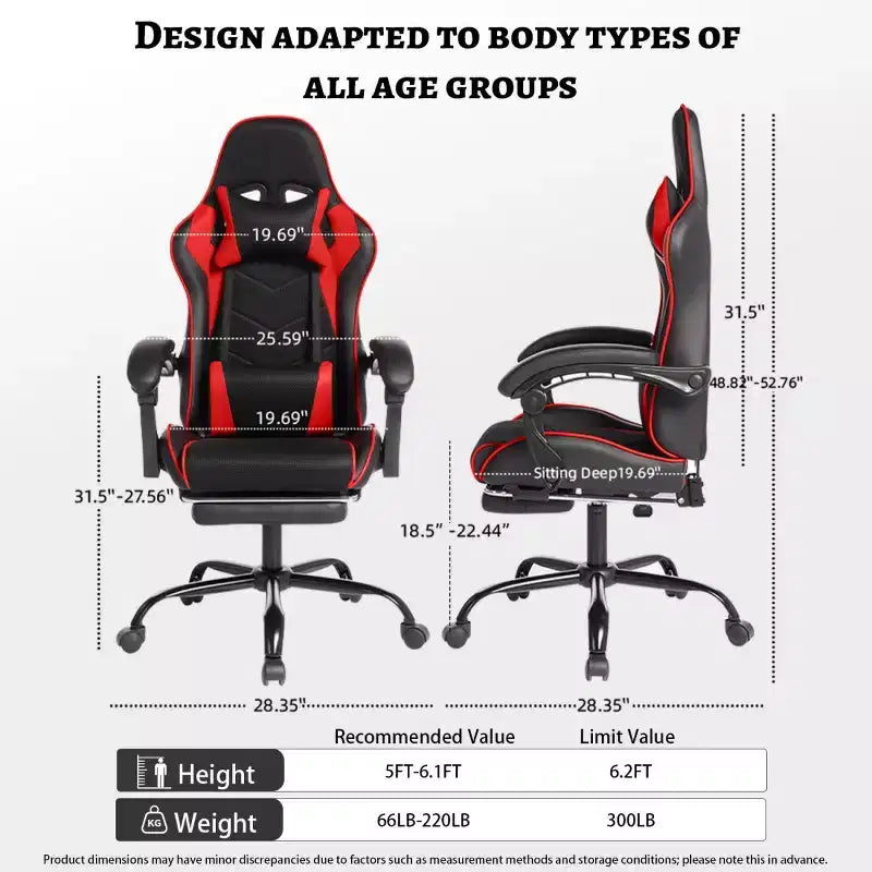 Chaise de jeu en cuir PU avec dossier inclinable et repose-pieds rétractable, chaise de bureau pivotante à dossier haut pour joueurs et bureau à domicile - Panipeachy