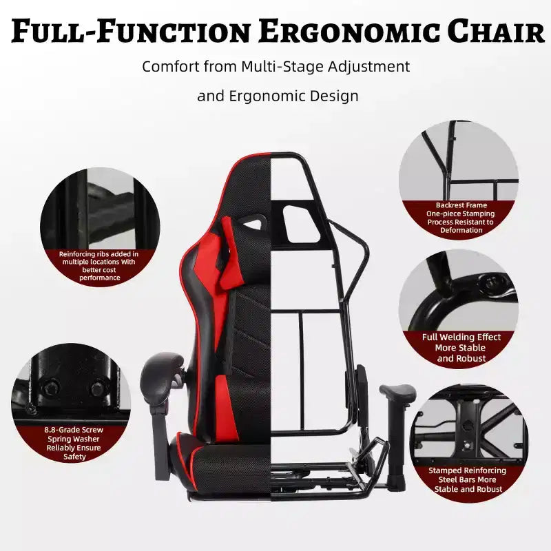 Chaise de jeu en cuir PU avec dossier inclinable et repose-pieds rétractable, chaise de bureau pivotante à dossier haut pour joueurs et bureau à domicile - Panipeachy