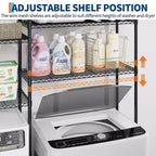 Étagère de buanderie au-dessus du lave-linge/sèche-linge, étagères de rangement en acier au carbone à 6 niveaux 57,8L x 22P x 77,4H avec tringles de suspension