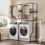 Étagère de buanderie au-dessus du lave-linge/sèche-linge, étagères de rangement en acier au carbone à 6 niveaux 57,8L x 22P x 77,4H avec tringles de suspension