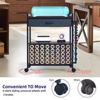 Meuble de rangement mobile pour loisirs créatifs avec support pour rouleaux de vinyle et support pour presse à chaud, organisateur compatible avec roulettes et tiroir pour salle de loisirs créatifs