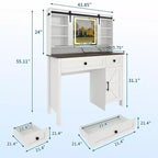 Coiffeuse moderne, 3 tiroirs, meuble de rangement, tabouret de rangement, étagères, pour la maison, le salon