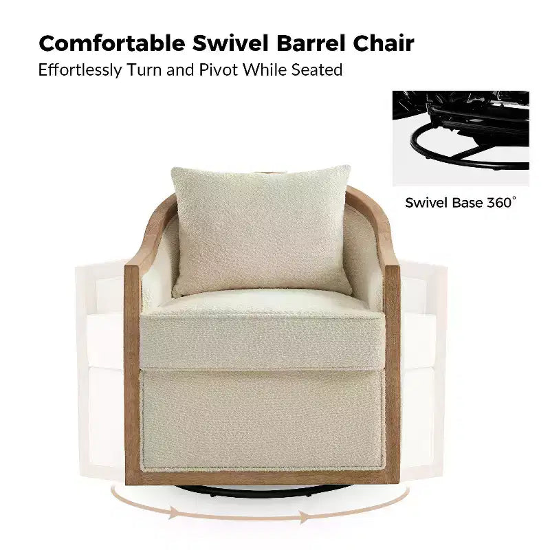 Fauteuil en rotin et bois massif Gordon Farmhouse avec bordure en bois massif, lot de 2 | ART OF LIVING DESIGNS-IVORY