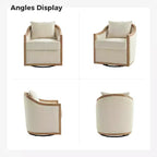 Fauteuil en rotin et bois massif Gordon Farmhouse avec bordure en bois massif, lot de 2 | ART OF LIVING DESIGNS-IVORY