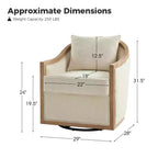 Fauteuil en rotin et bois massif Gordon Farmhouse avec bordure en bois massif, lot de 2 | ART OF LIVING DESIGNS-IVORY
