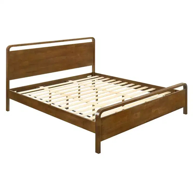 Lit plateforme en bois Roundhill Furniture Eldren, finition noyer