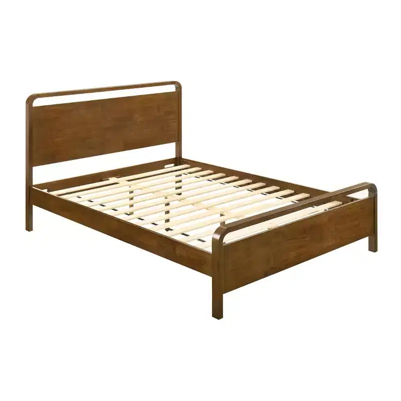 Lit plateforme en bois Roundhill Furniture Eldren, finition noyer