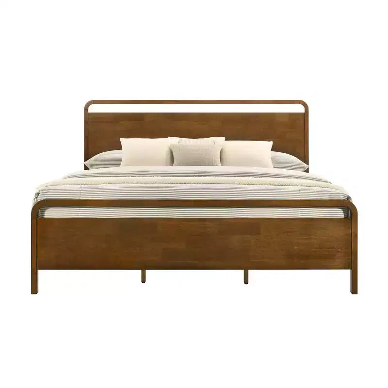 Lit plateforme en bois Roundhill Furniture Eldren, finition noyer