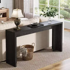 Lantine Table console de ferme de 55 pouces, table de canapé en bois avec rangement, table de couloir étroite et longue pour salon, entrée (noir)