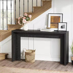 Lantine Table console de ferme de 55 pouces, table de canapé en bois avec rangement, table de couloir étroite et longue pour salon, entrée (noir)