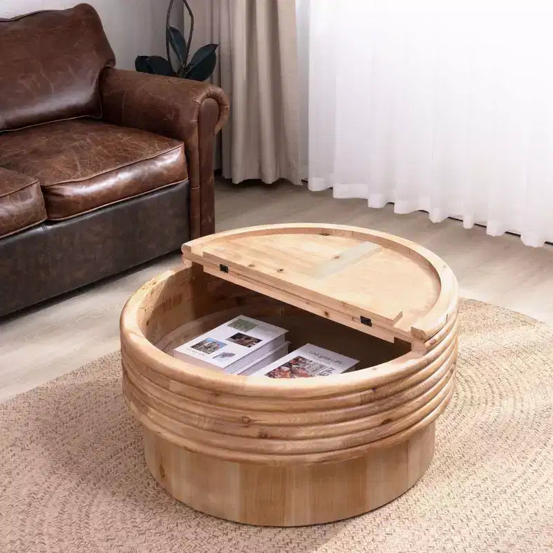 Table basse relevable ronde GDFStudio Ellington avec rangement intégré