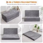 Matelas pliable en mousse 75x54,3 6 à trois volets, matelas d'appoint de sol pour canapé-lit en velours côtelé capitonné, portable et de soutien pour la maison et le camping