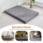 Matelas pliable en mousse 75x54,3 6 à trois volets, matelas d'appoint de sol pour canapé-lit en velours côtelé capitonné, portable et de soutien pour la maison et le camping