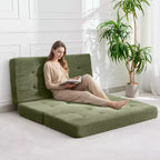 Matelas pliable en mousse 75x54,3 6 à trois volets, matelas d'appoint de sol pour canapé-lit en velours côtelé capitonné, portable et de soutien pour la maison et le camping