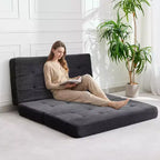 Matelas pliable en mousse 75x54,3 6 à trois volets, matelas d'appoint de sol pour canapé-lit en velours côtelé capitonné, portable et de soutien pour la maison et le camping