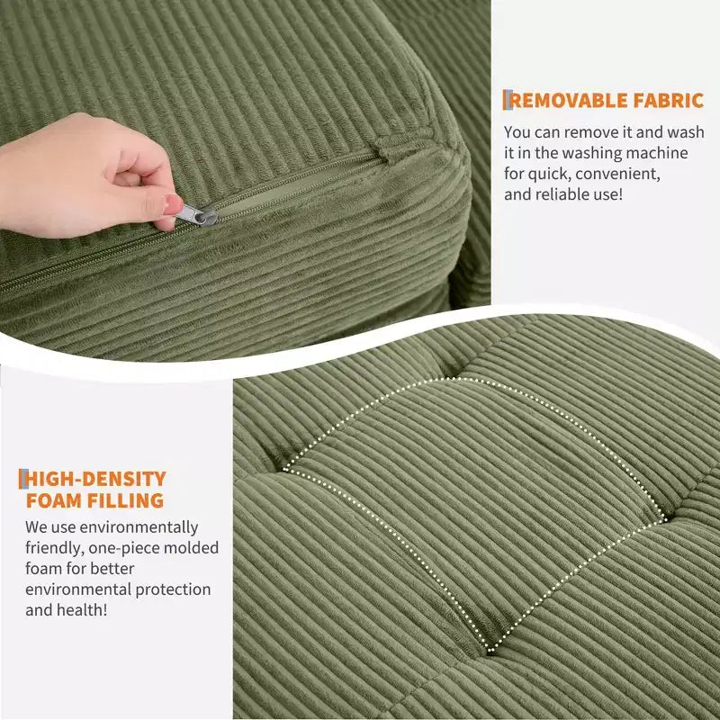 Matelas pliable en mousse 75x54,3 6 à trois volets, matelas d'appoint de sol pour canapé-lit en velours côtelé capitonné, portable et de soutien pour la maison et le camping