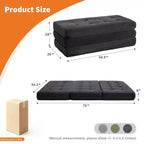 Matelas pliable en mousse 75x54,3 6 à trois volets, matelas d'appoint de sol pour canapé-lit en velours côtelé capitonné, portable et de soutien pour la maison et le camping